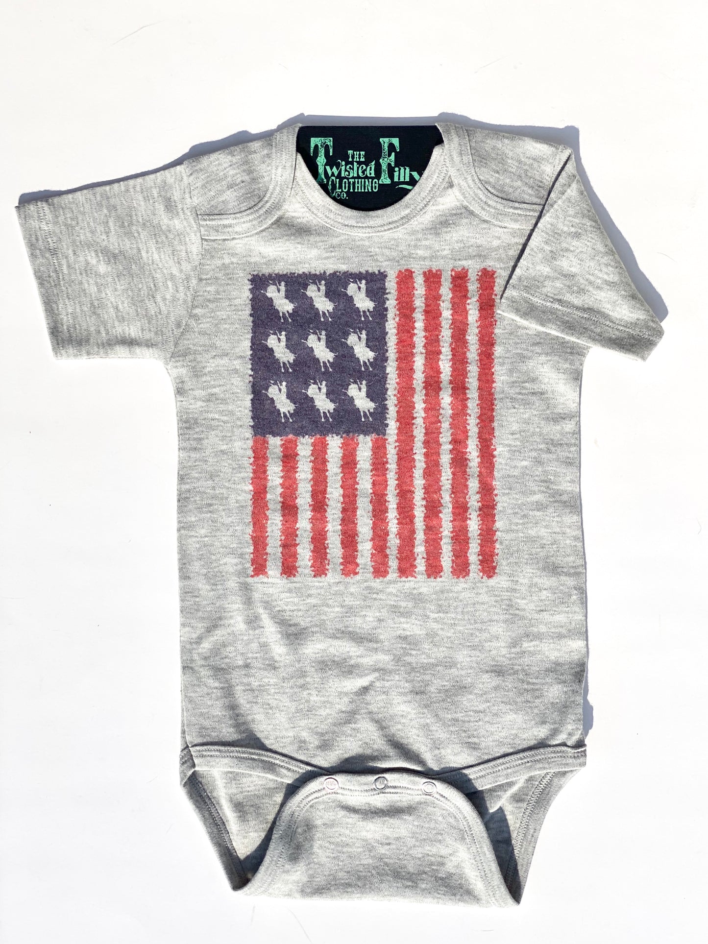 Flag Bull - S/S Infant One Piece - Gray