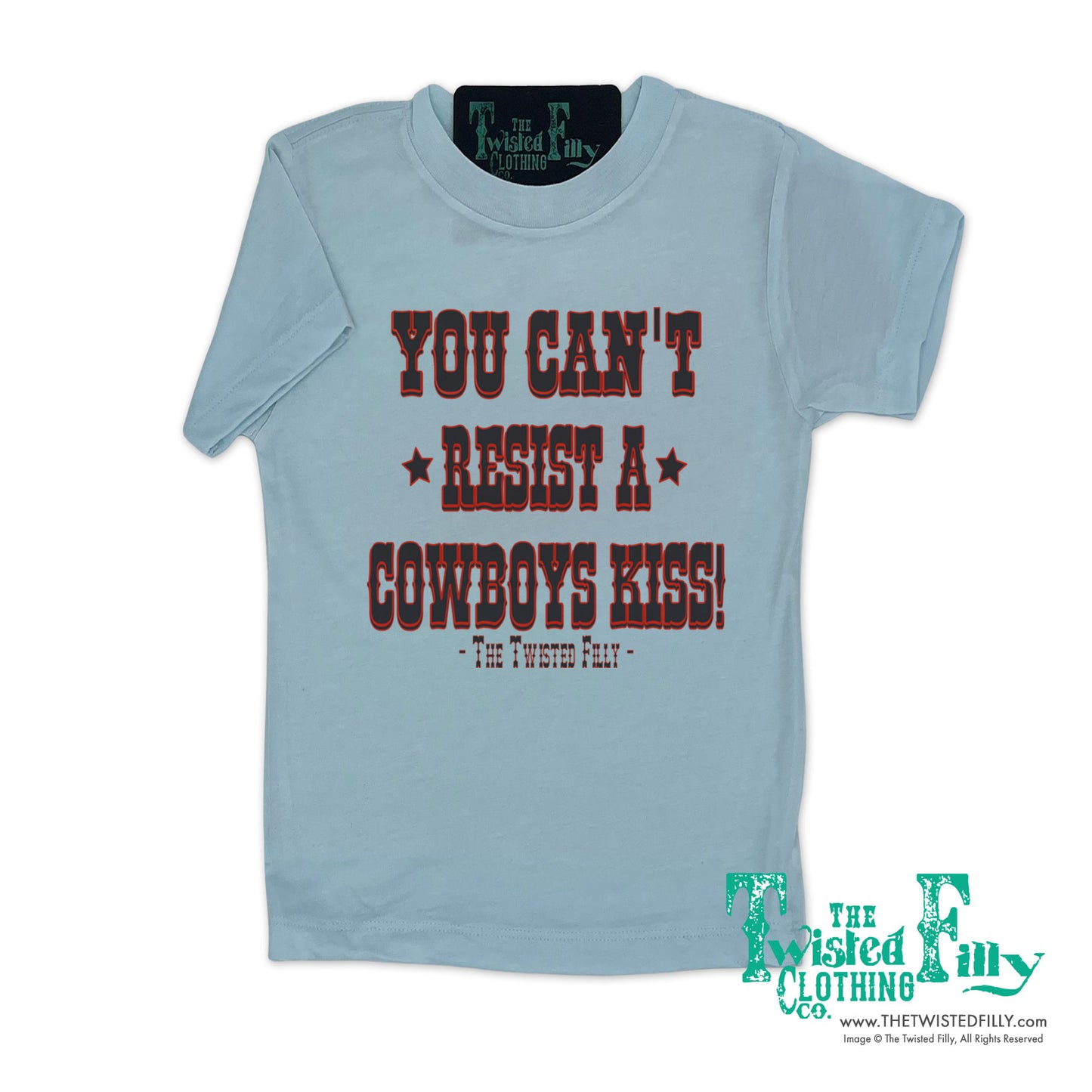 You Can't Resist A Cowboys Kiss - S/S Crew Neck Adult Tee - Ice Blue
