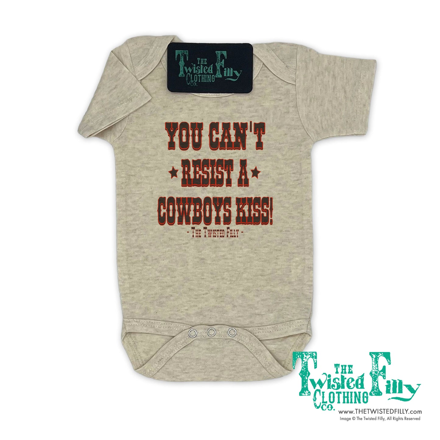 You Can't Resist A Cowboys Kiss - S/S Infant One Piece - Oatmeal