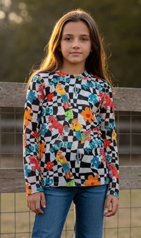 Black Rodeo Check - Toddler Mesh LS Top