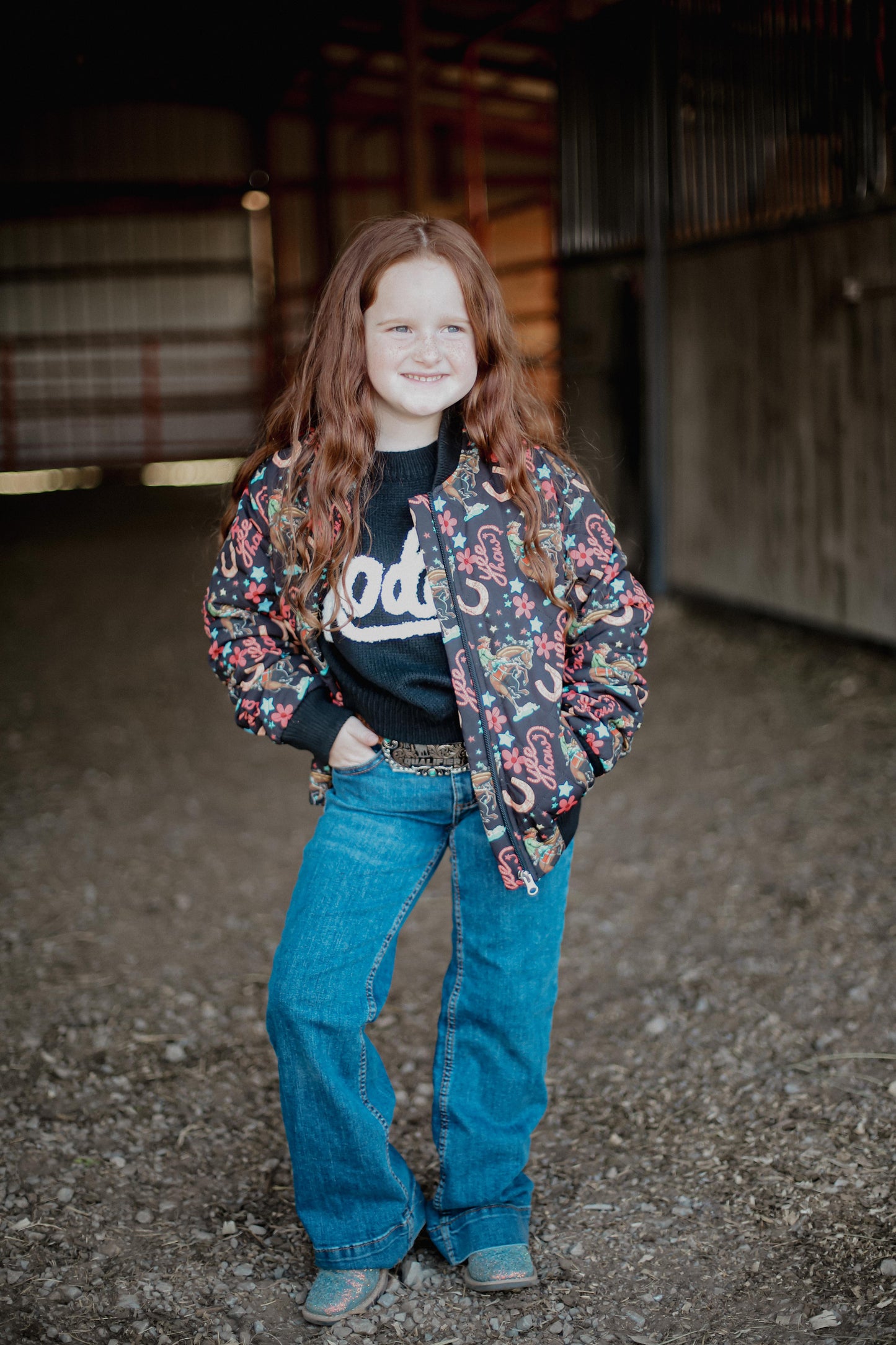 Black Yee Haw - Youth quilted Bomber Jacket