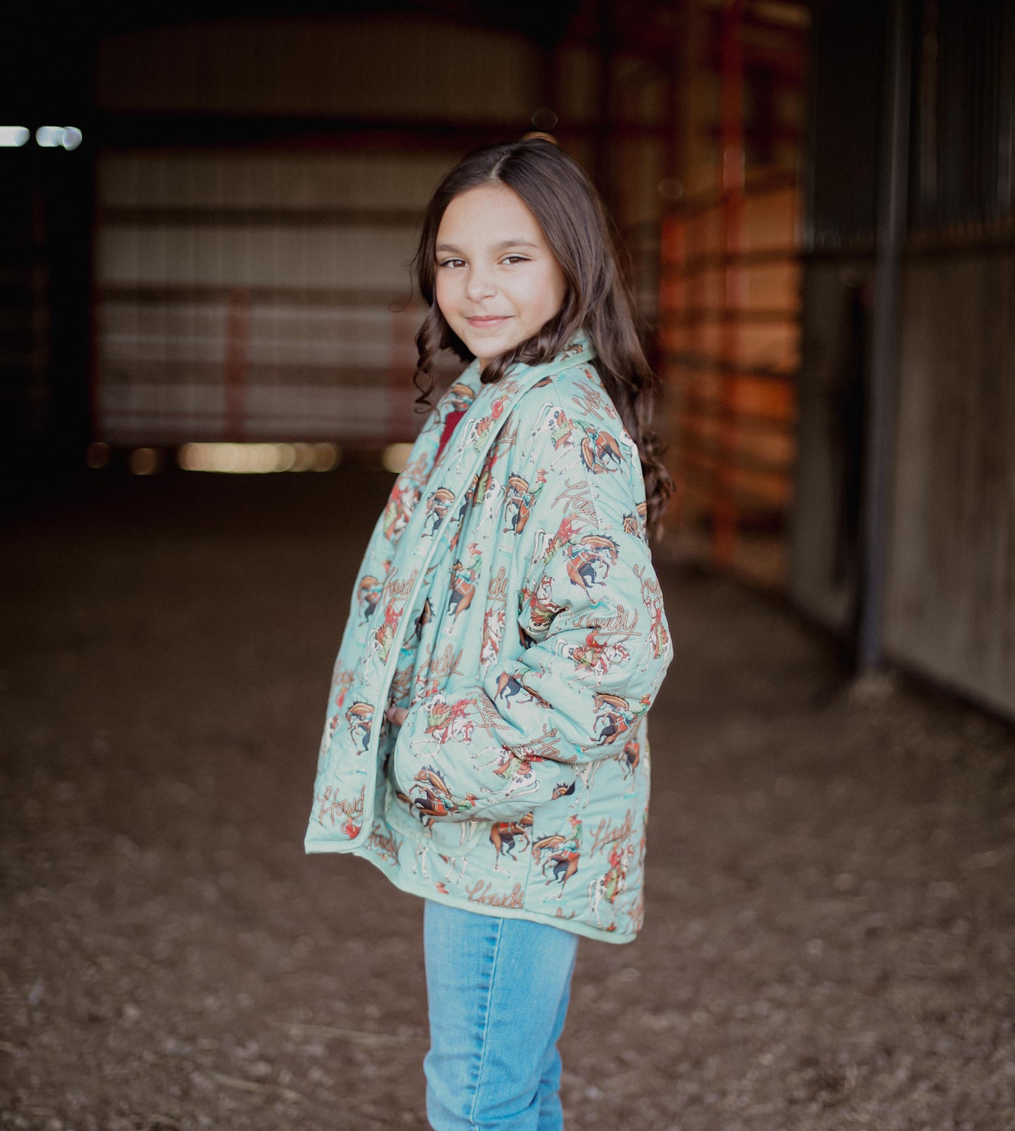 Teal Howdy - Youth Quilted Jacket - The Twisted Filly