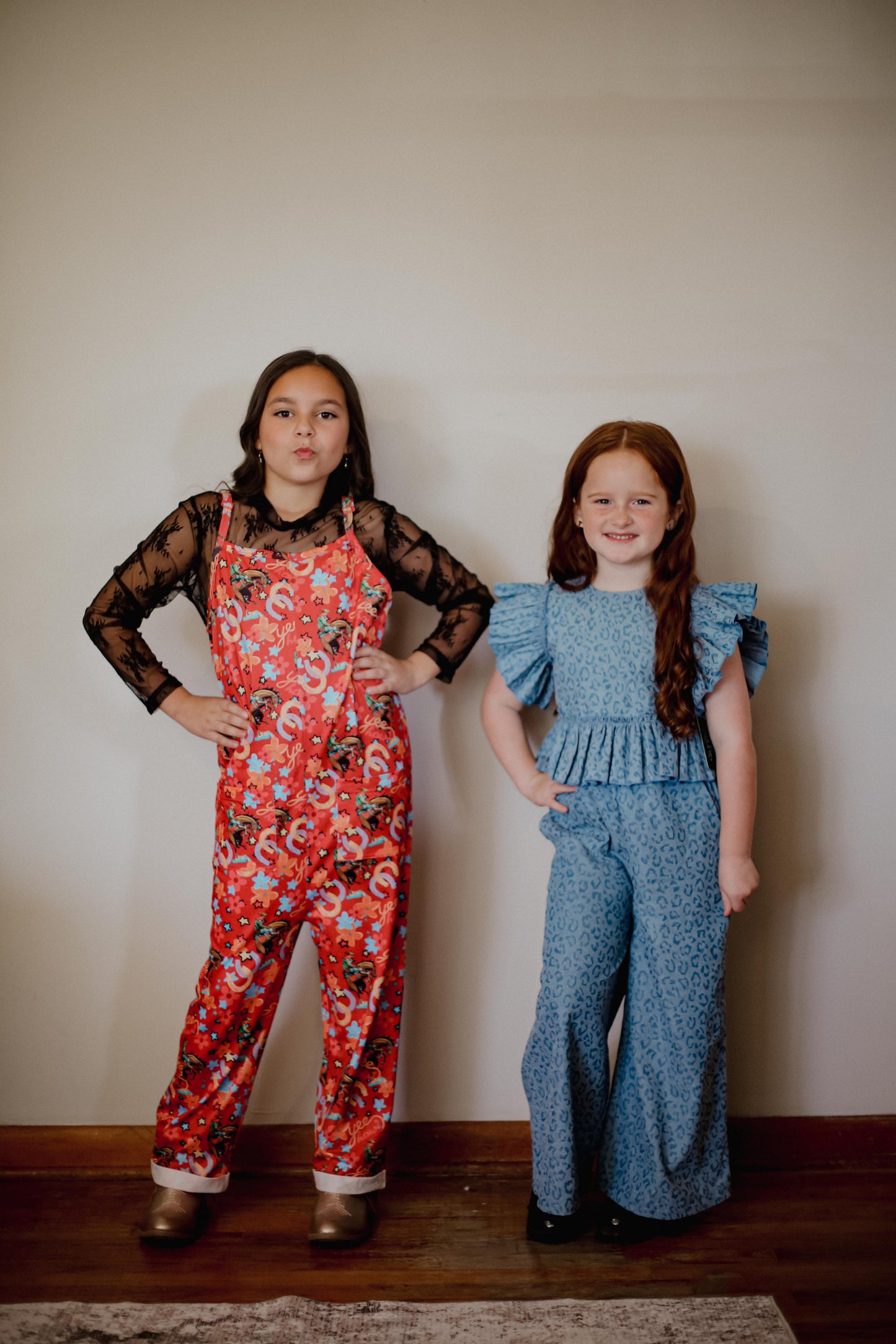 Denim Cheetah - Toddler Ruffle Pant Set