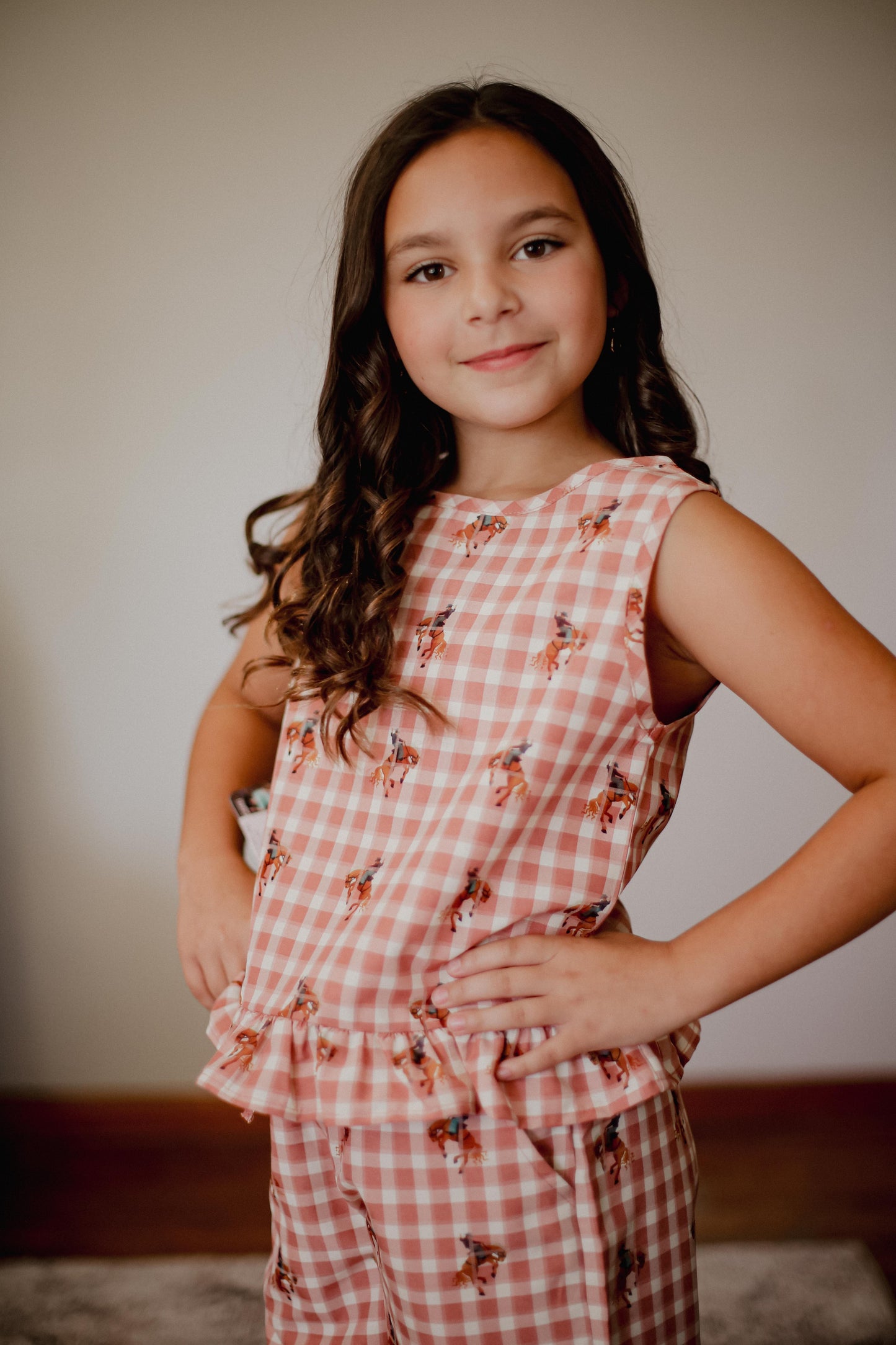 Pink Gingham Cowboy - Youth Pant Set