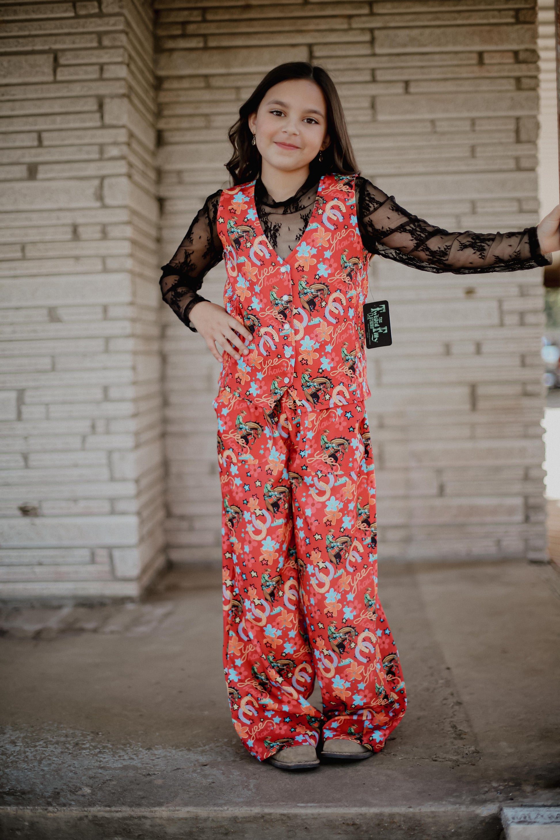 Red Yee Haw - Toddler Pearl Snap Vest