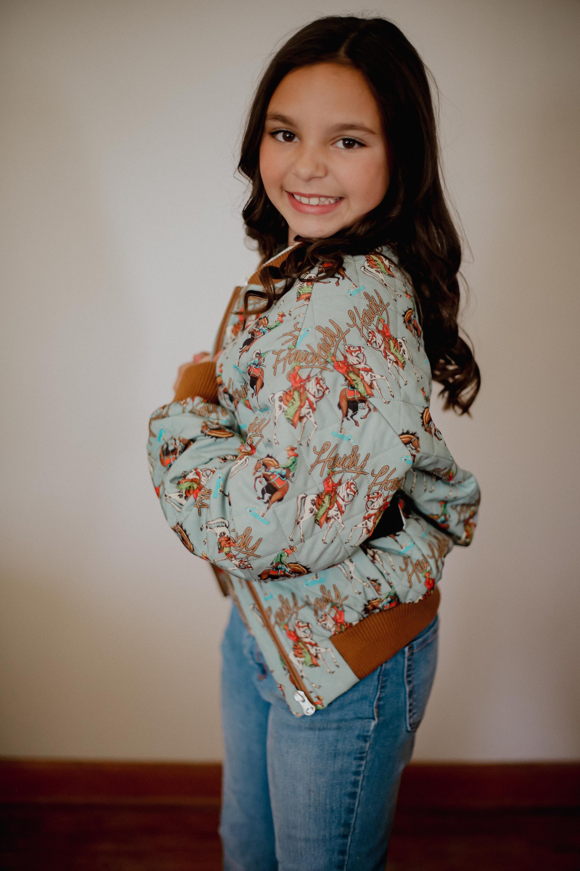 Turquoise Howdy - Infant Zip Up Bomber Jacket - The Twisted Filly