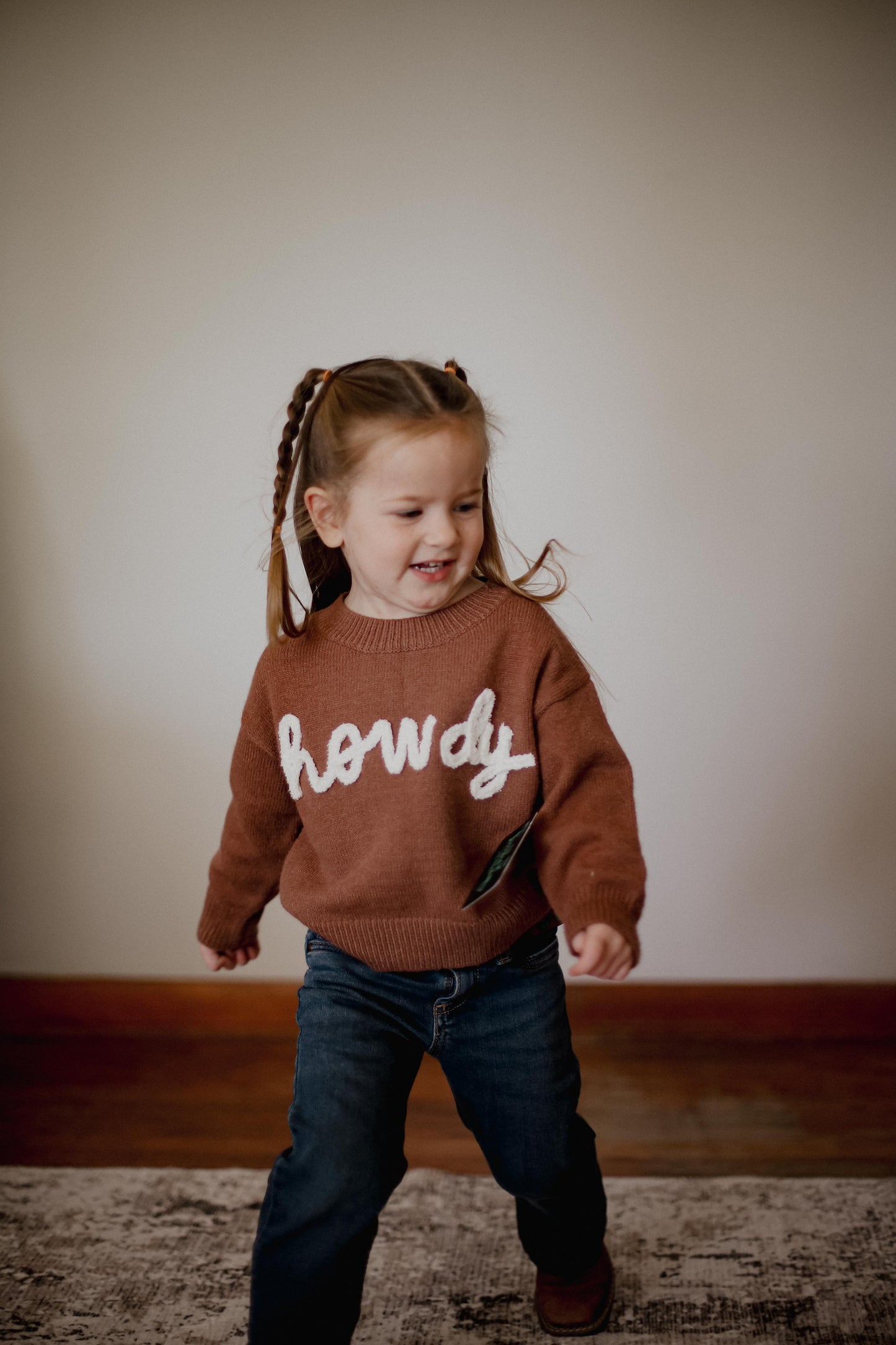 Brown Lower Case Howdy - Toddler Sweater