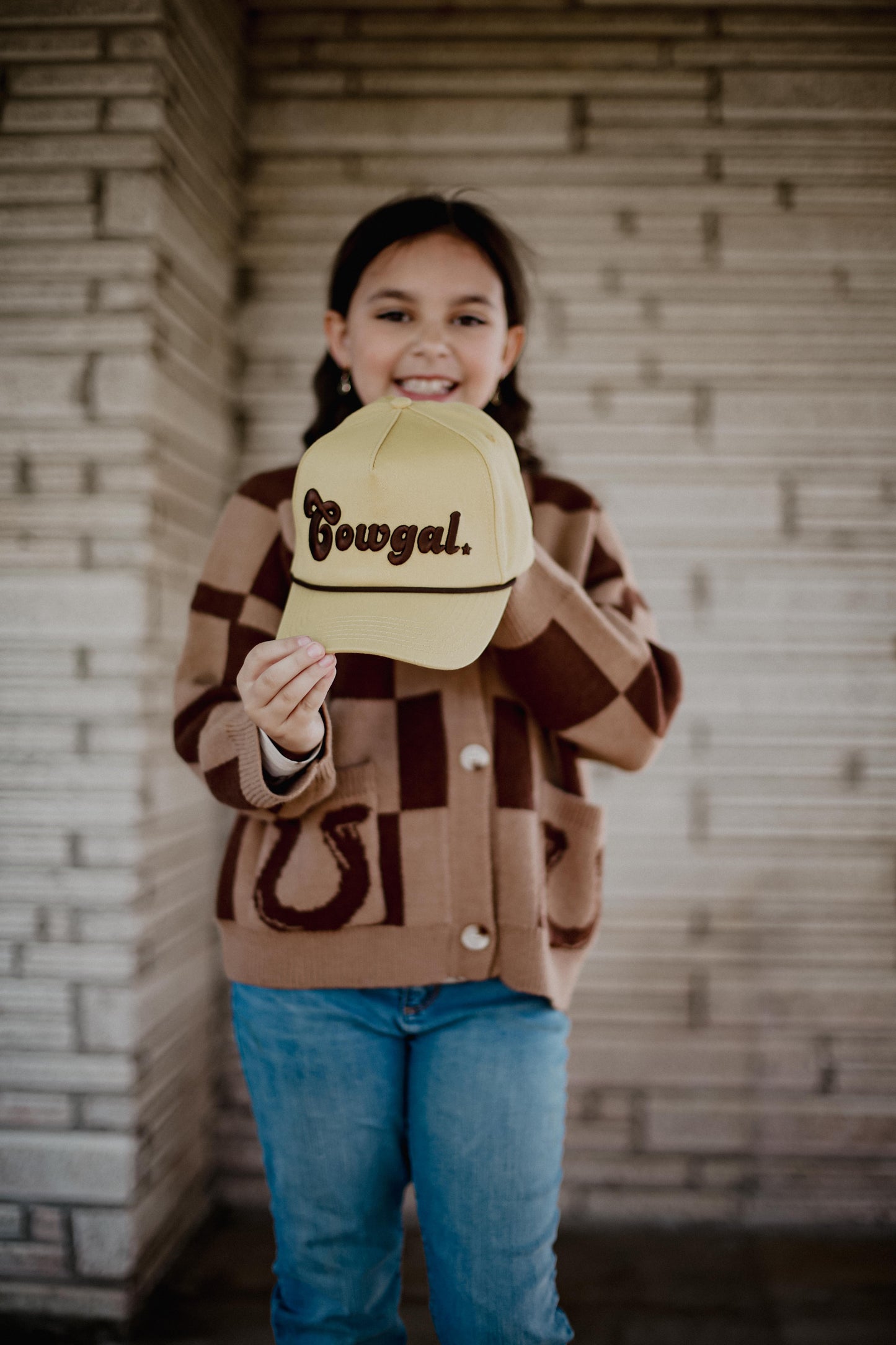 Brown Tan Check Horseshoe - Infant Cardigan Sweater