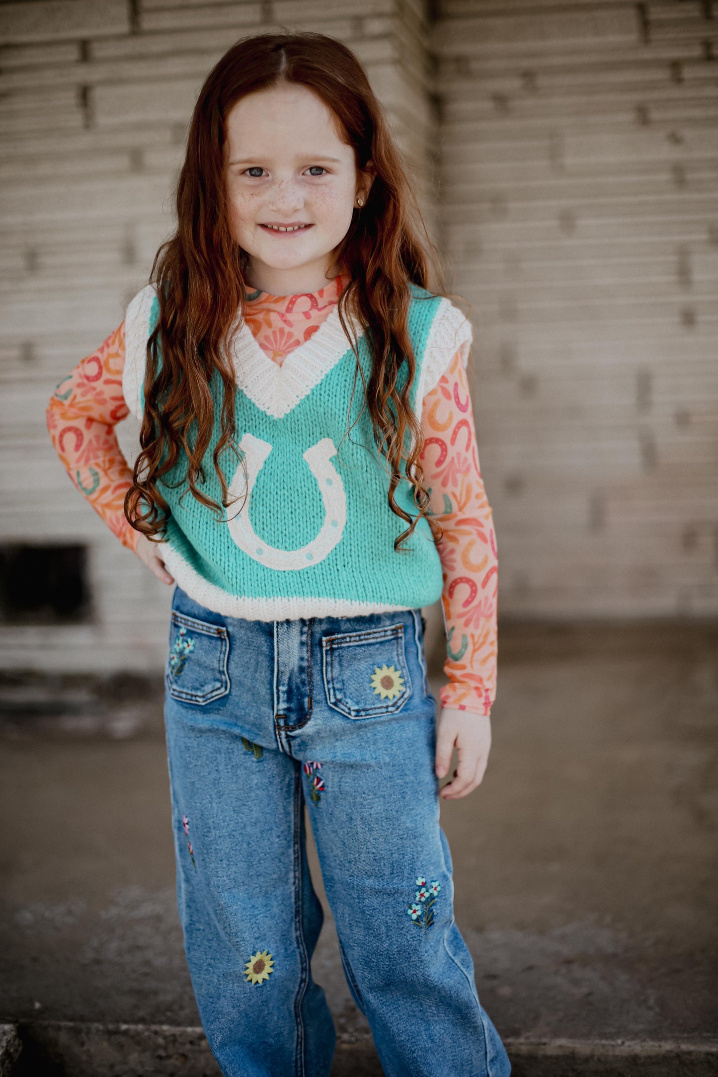 Turquoise Horse Shoe - Youth Sweater Vest