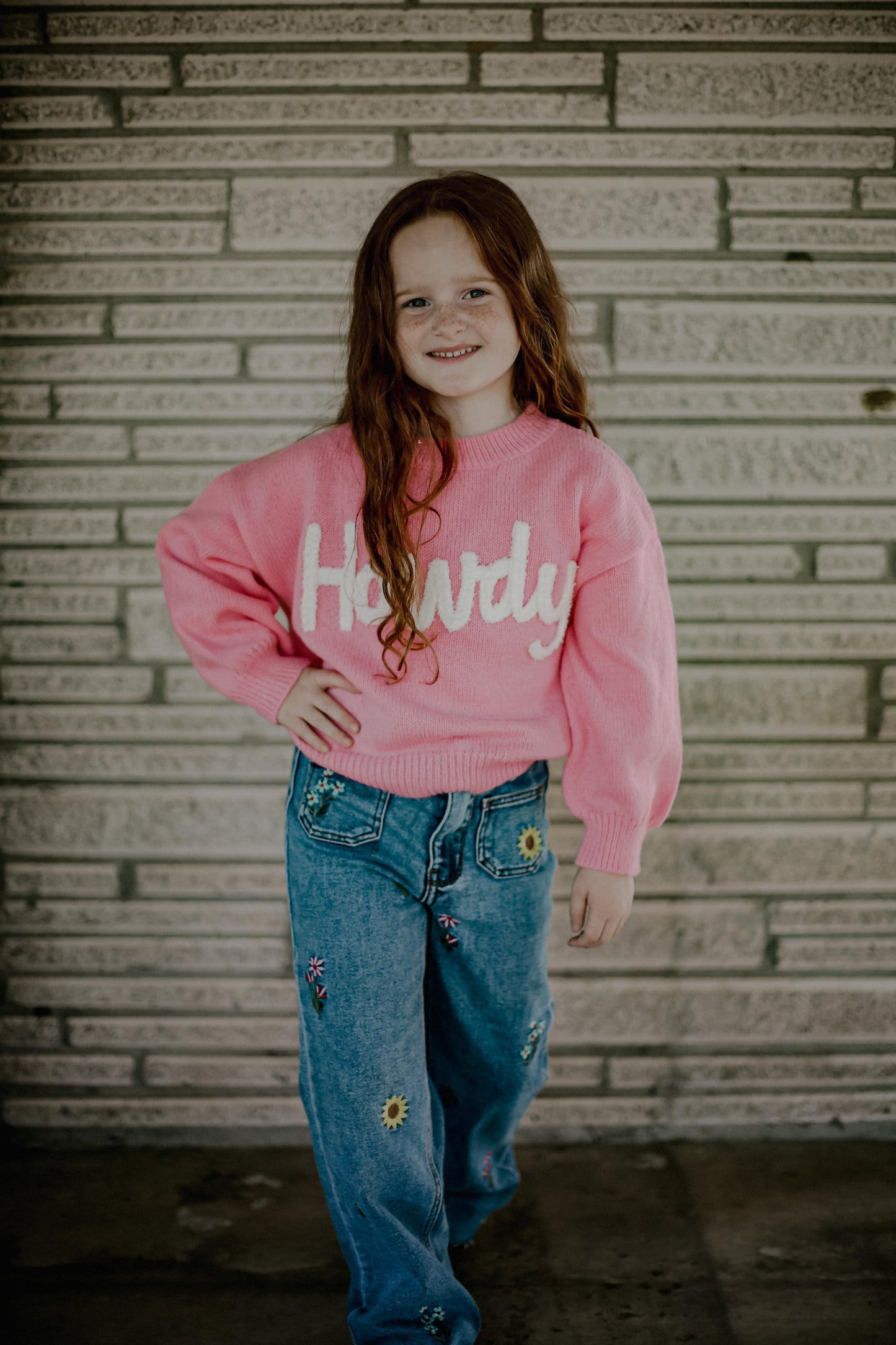 Pink Howdy Upper Case - Infant Sweater