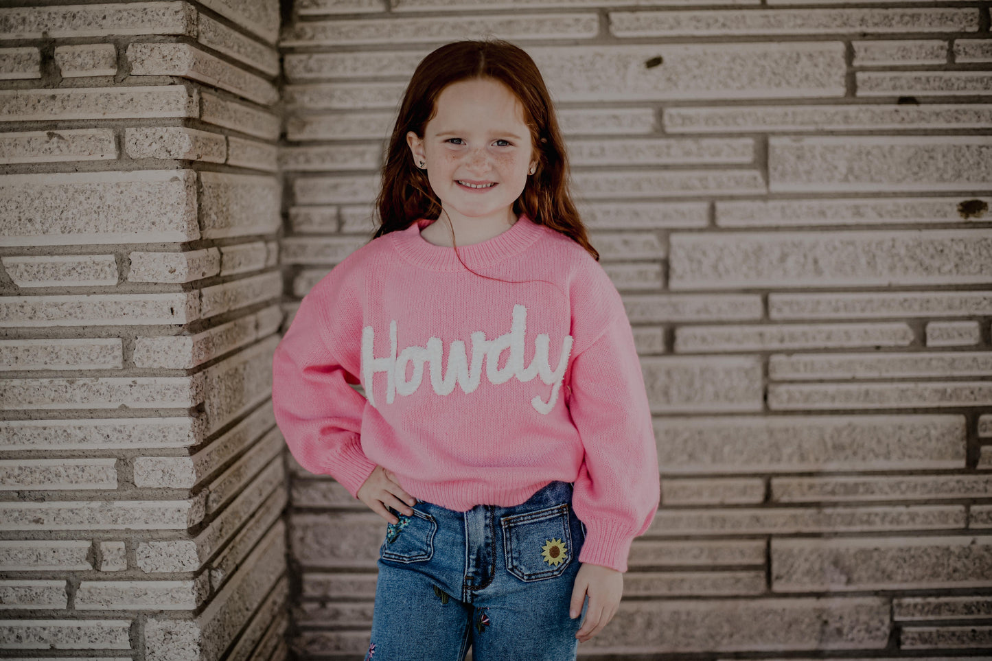 Pink Howdy Upper Case - Youth Sweater