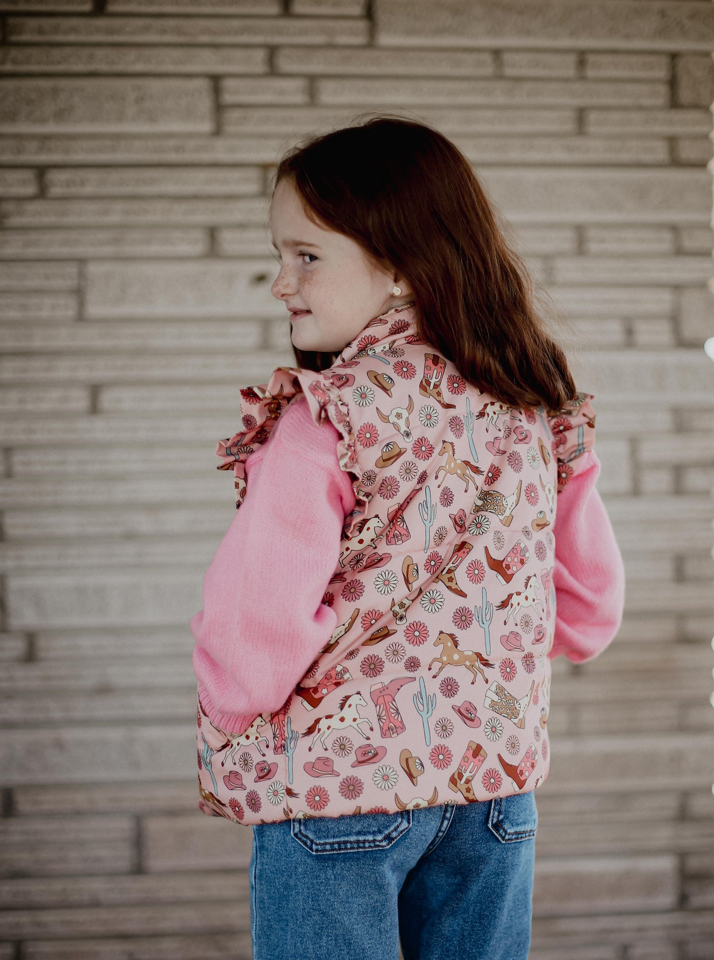 Pink Boot - Youth Ruffle Vest - The Twisted Filly
