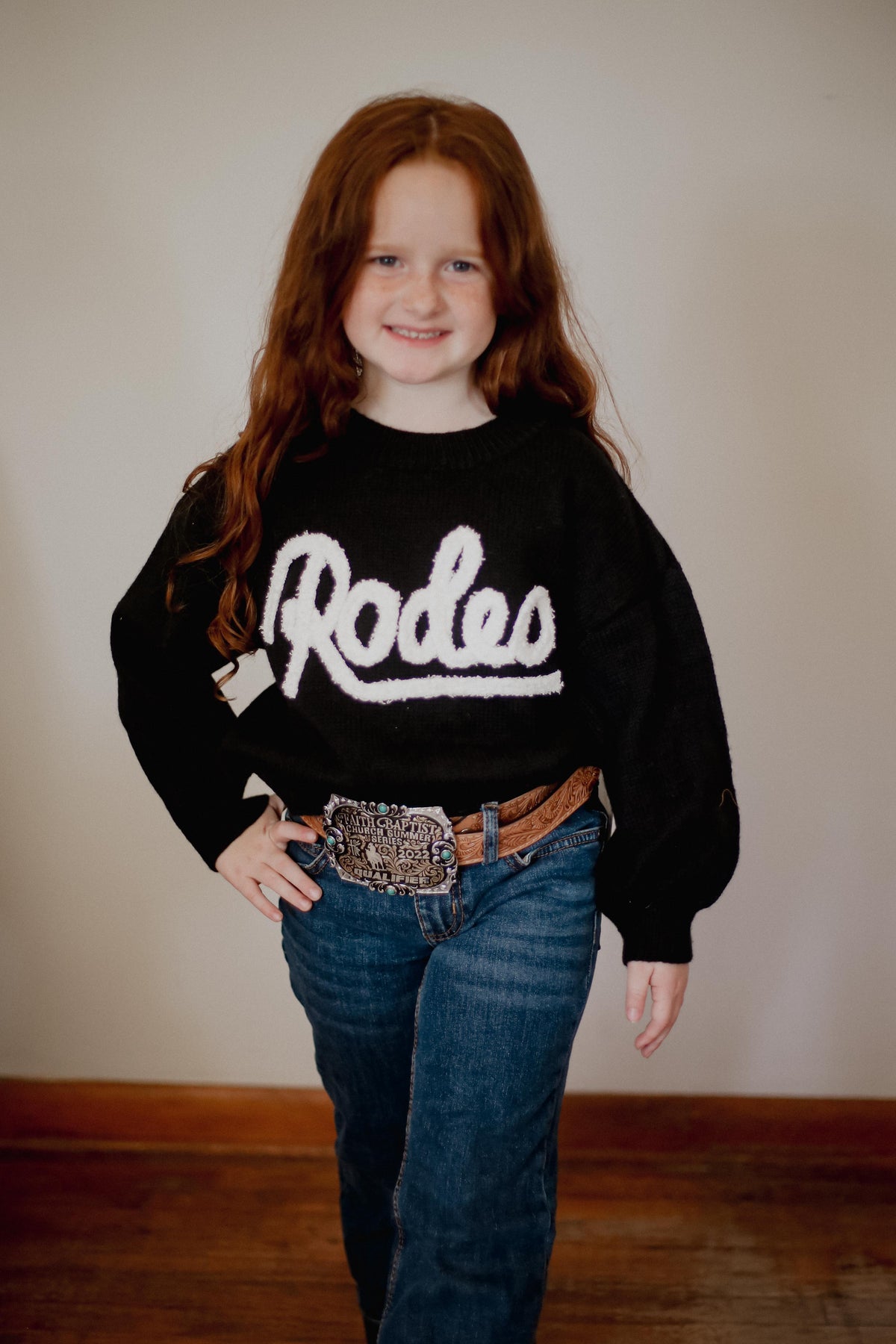 Black Rodeo Toddler Sweater lifestyle image