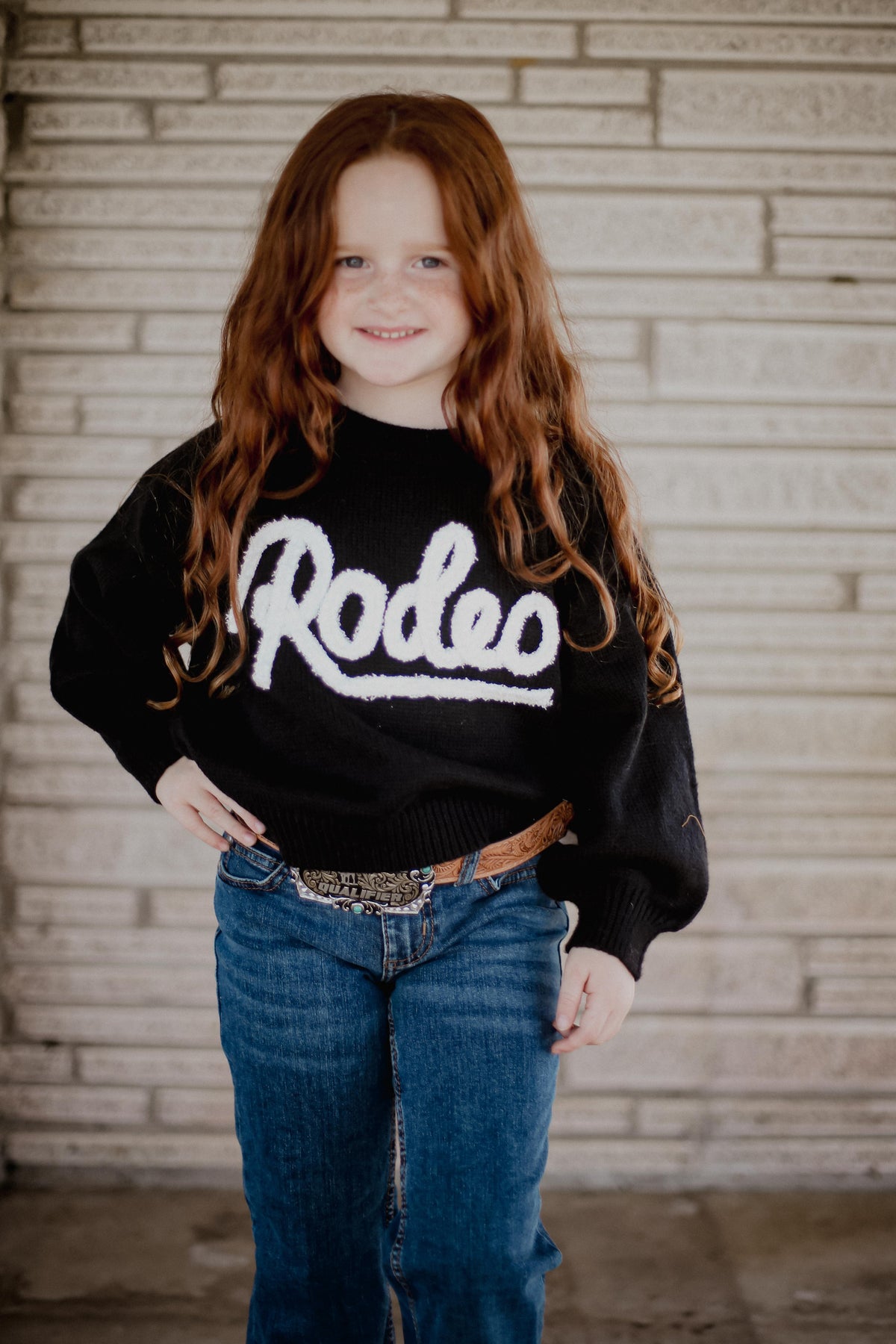 Black Rodeo Toddler Sweater lifestyle image