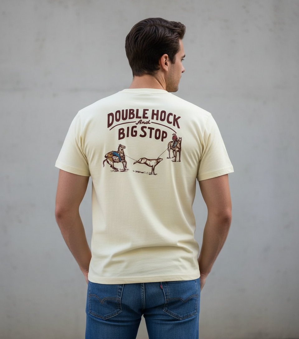 Double Hock & Big Stop - Youth SS Tee - 2 Rowels Ranch & Rodeo Wear