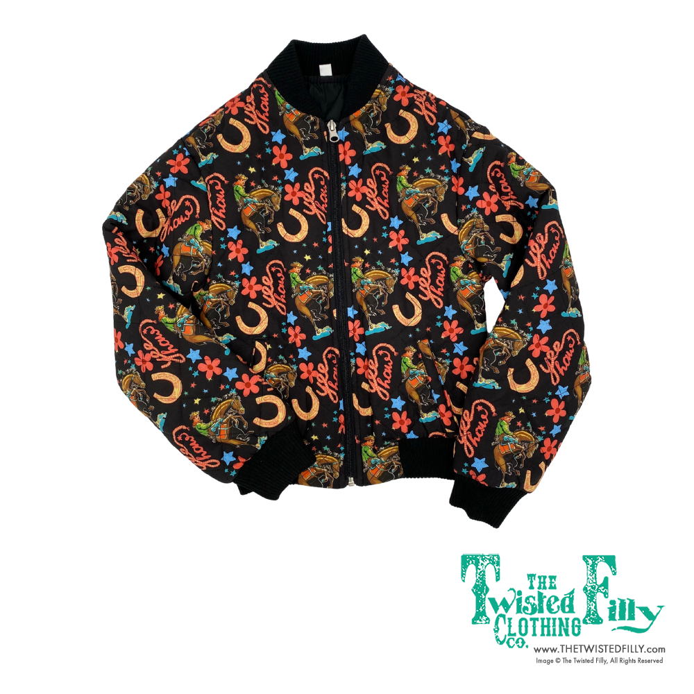 Black Yee Haw - Youth quilted Bomber Jacket