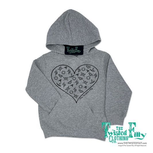 The Branded Heart - Girls Youth Hoodie - Gray/Black