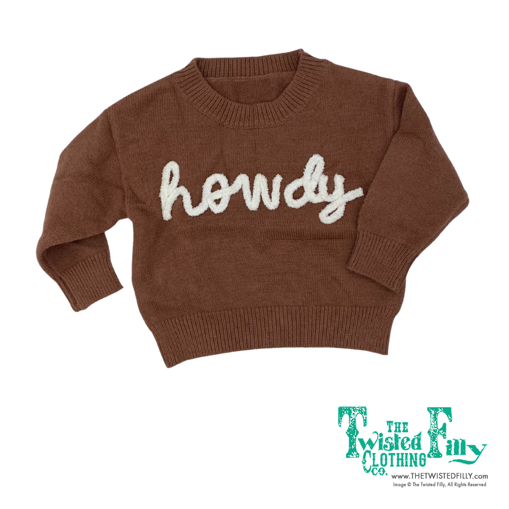 Brown Lower Case Howdy - Toddler Sweater