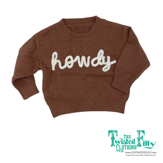 Brown Lower Case Howdy - Toddler Sweater
