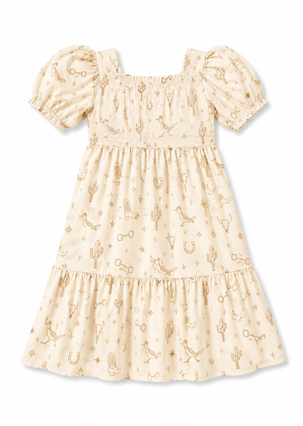 Cream & Camel Desert Things SS Smocked Dress- Toddler SS Smocked Dress