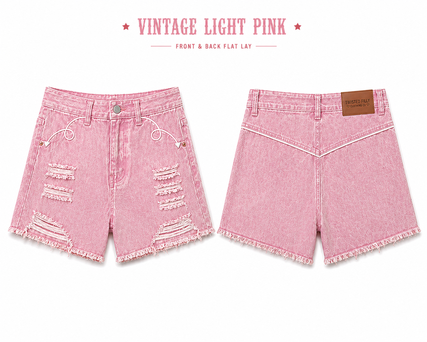 Vintage Pink Wash - Youth High Waisted Light Weight Denim