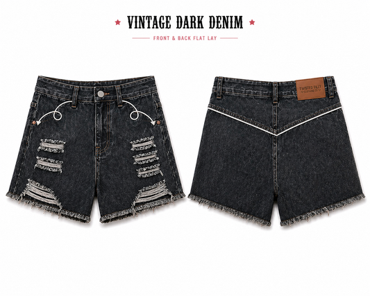 Dark Denim - Infant High Waisted Light Weight Denim Short
