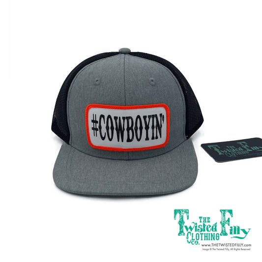 #Cowboyin - Infant / Toddler Trucker Hat - Heather Gray/Neon Orange