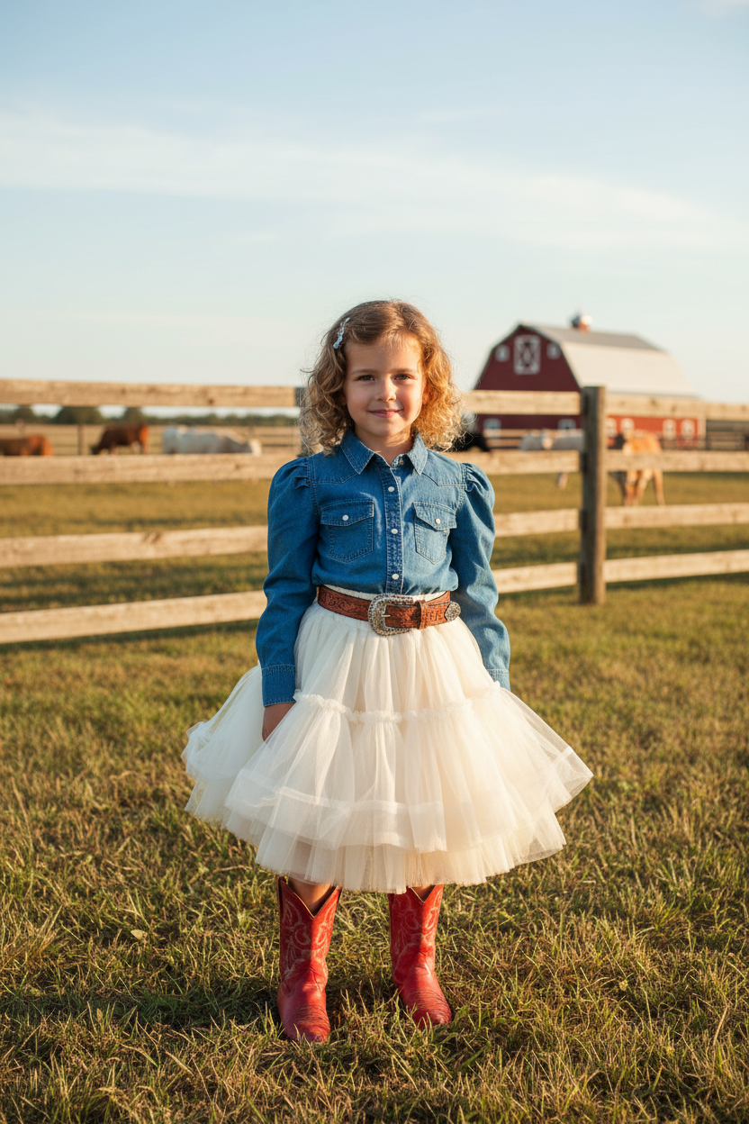 Denim - Toddler Puff Sleeve Pearl Snap Shirt
