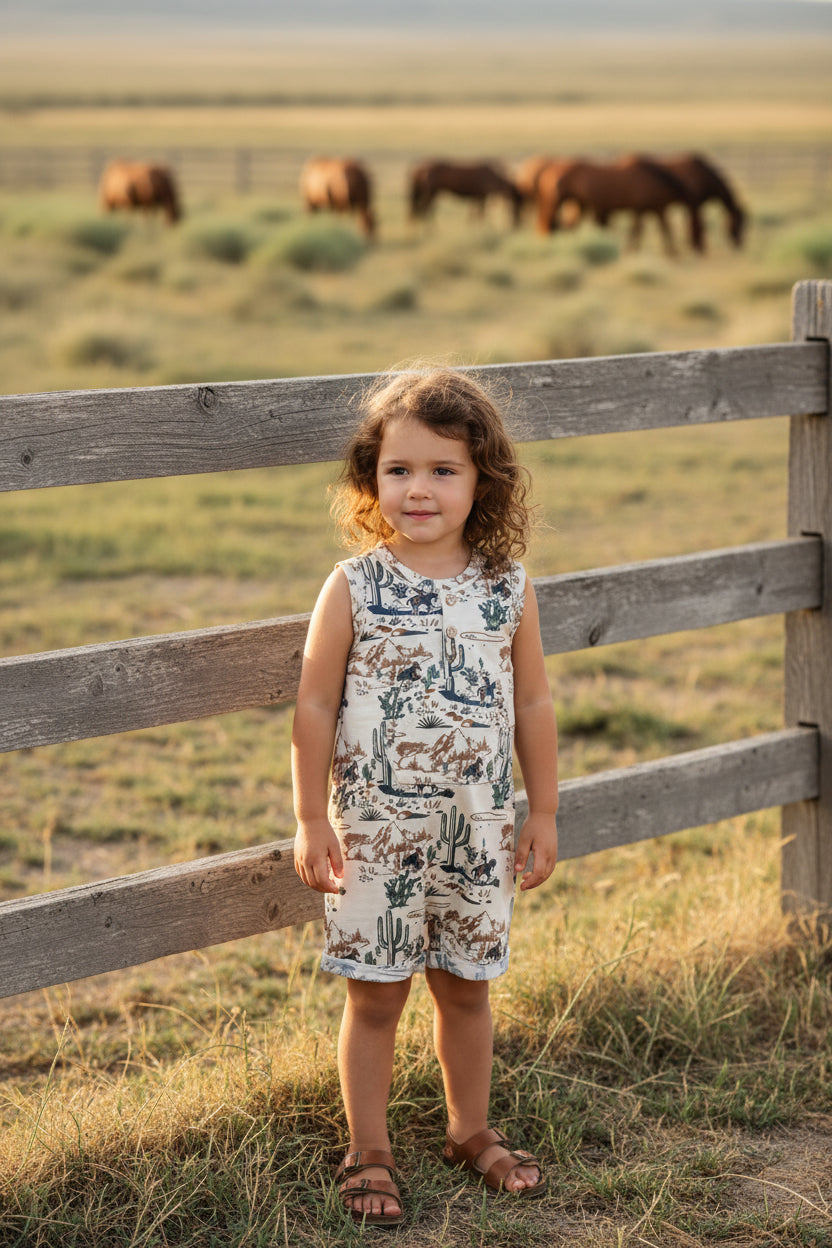 Desert Cowboy - Infant Slvls Short Romper