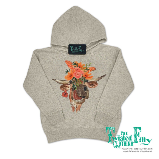 Flower Child Steer - Youth Girls Hoodie - Assorted Colors