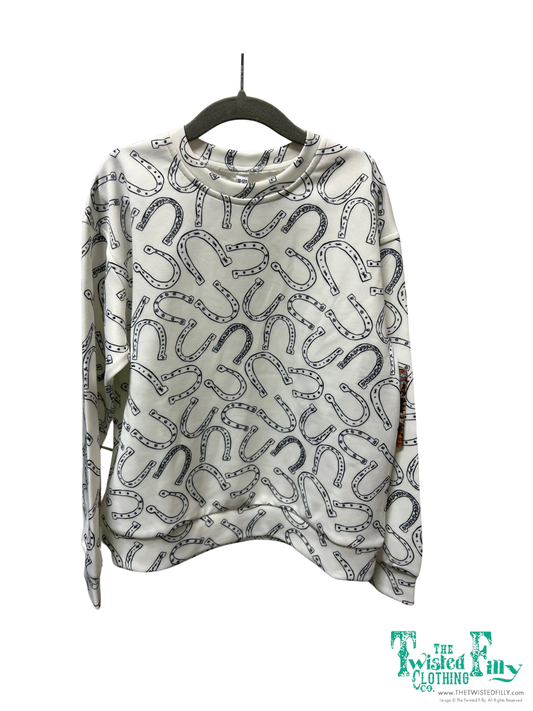 TF6589 SHORT SET IVORY HORSE SHOE-TODDLER