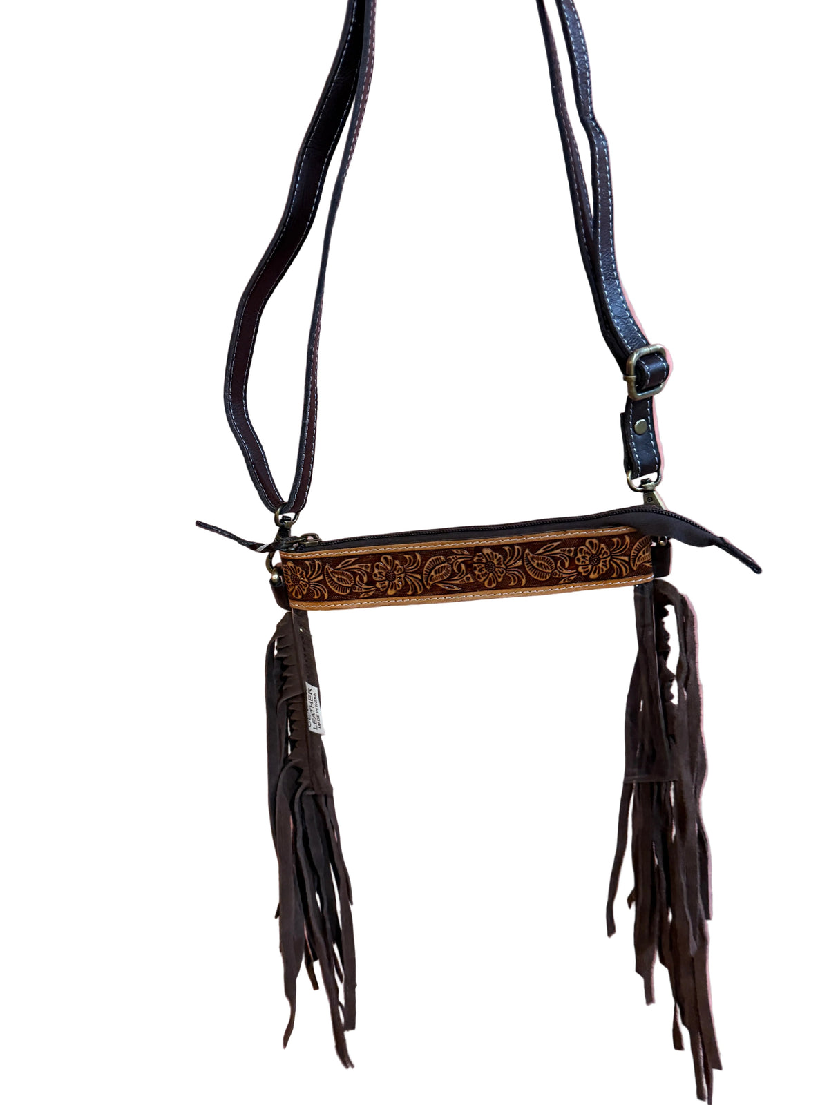 Tooled Clear Fringe Crossbody Purse