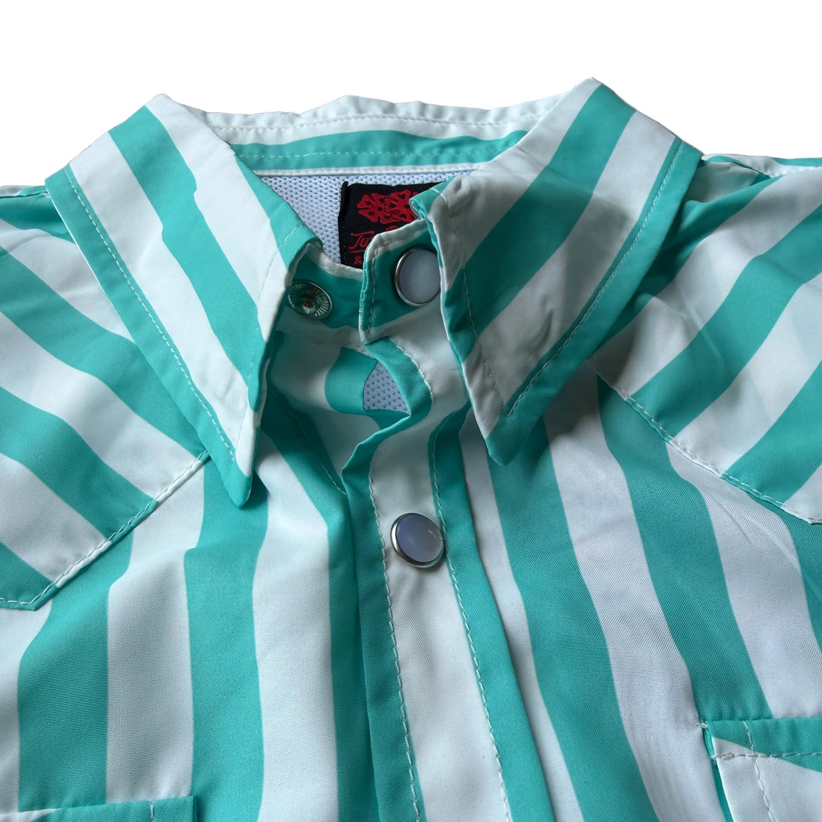 Turq & Wht - Youth Performance LS Pearl Snap