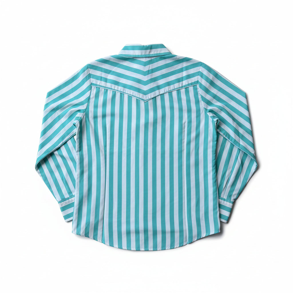 Turq & Wht - Youth Performance LS Pearl Snap