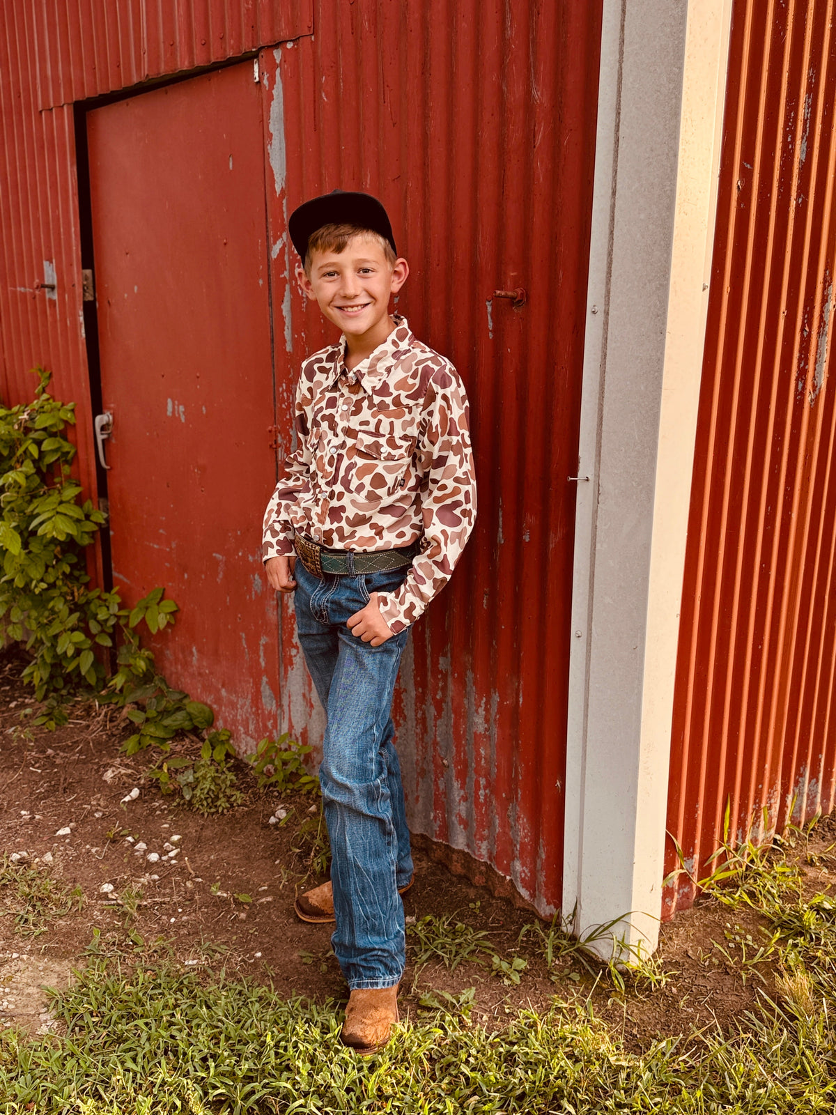 Western Camo - Youth Performance LS Pearl Snap