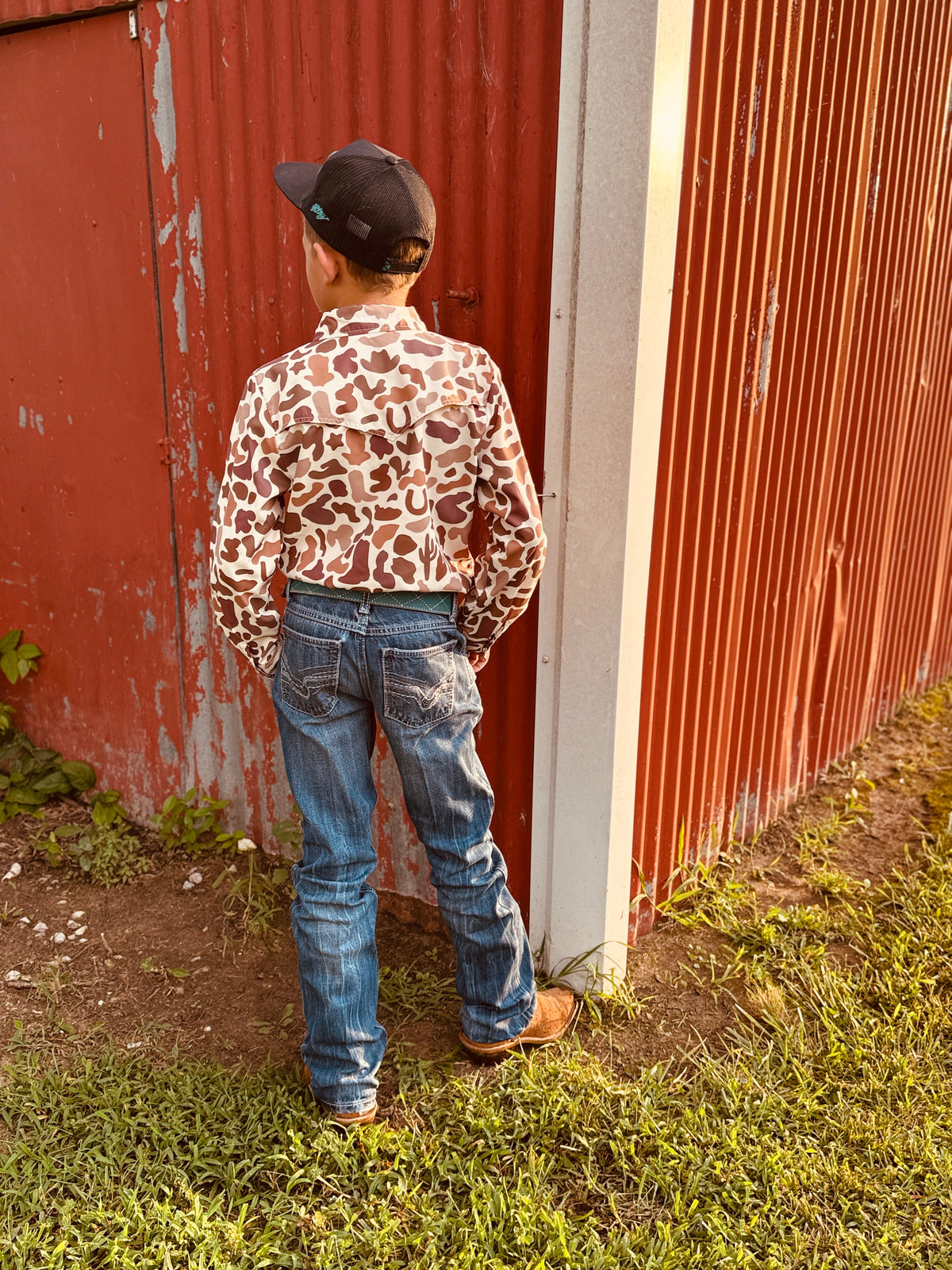 Western Camo - Youth Performance LS Pearl Snap