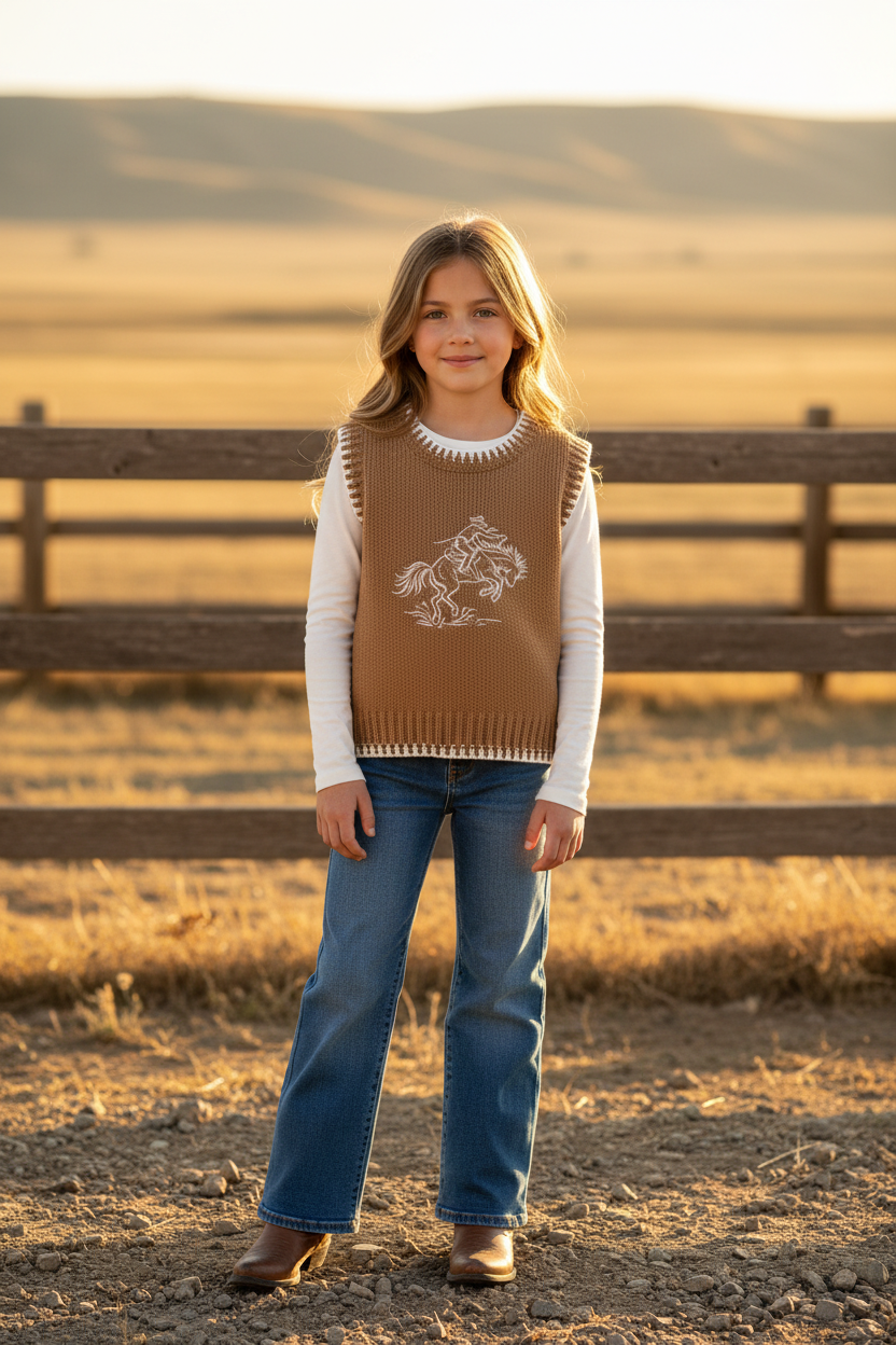Brown Bucking Horse - Toddler Sweater Vest