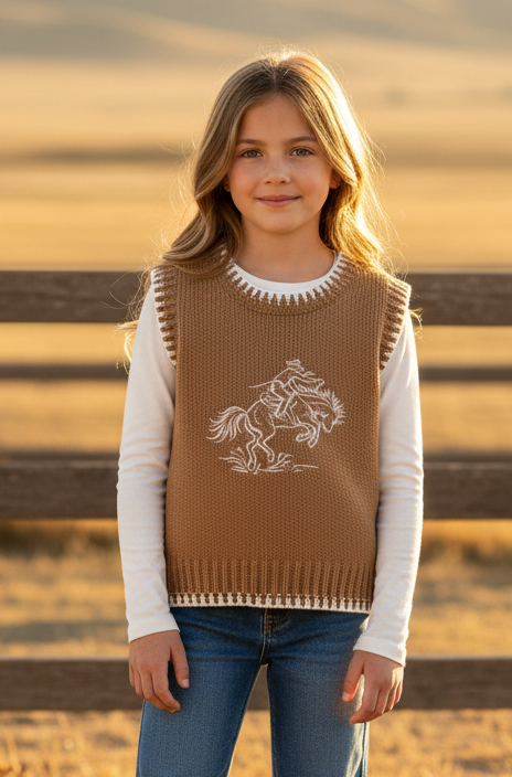 Brown Bucking Horse - Toddler Sweater Vest