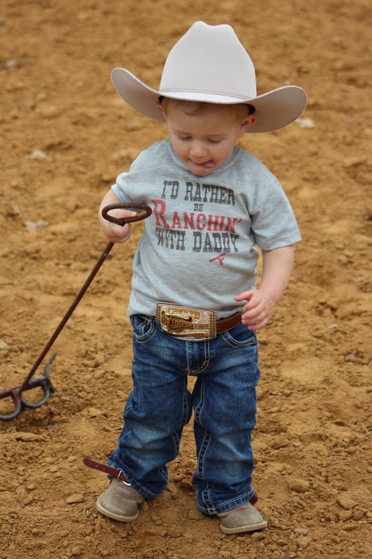I'd Rather Be Ranchin' With Daddy - S/S Youth Tee - Gray