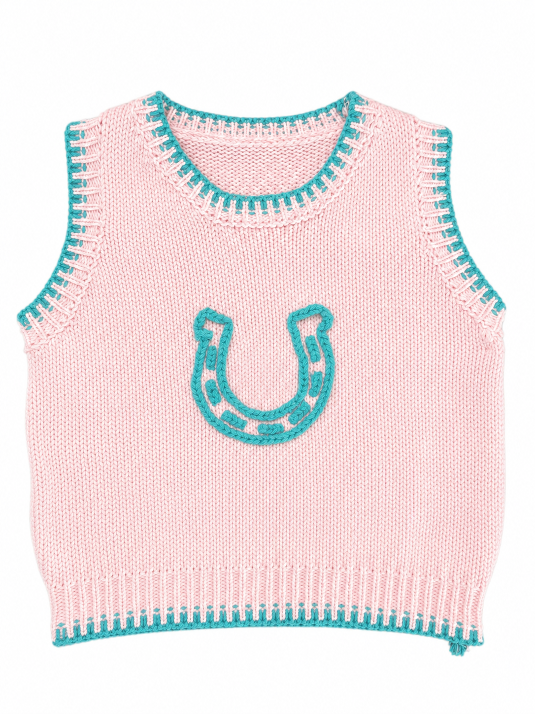 Light Pink Teal Horseshoe - Toddler Sweater Vest