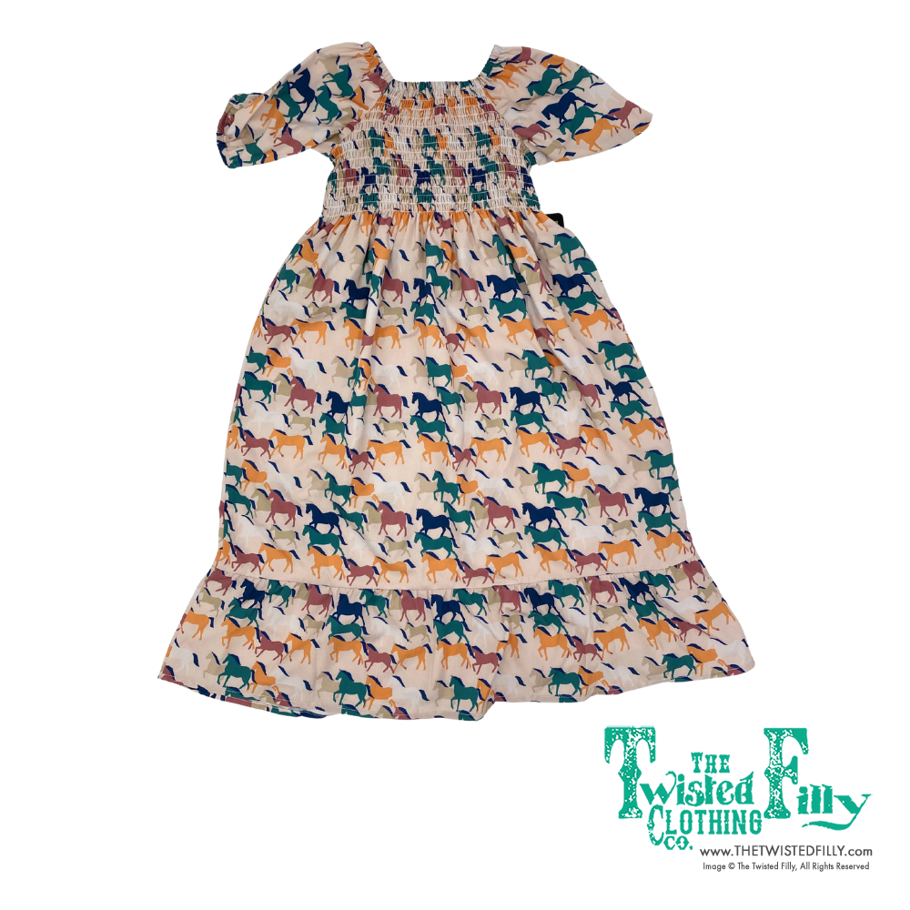 Multi Pony - Youth Smocked SS Dress