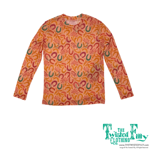 Orange Horseshoe - Youth LS Mesh Top