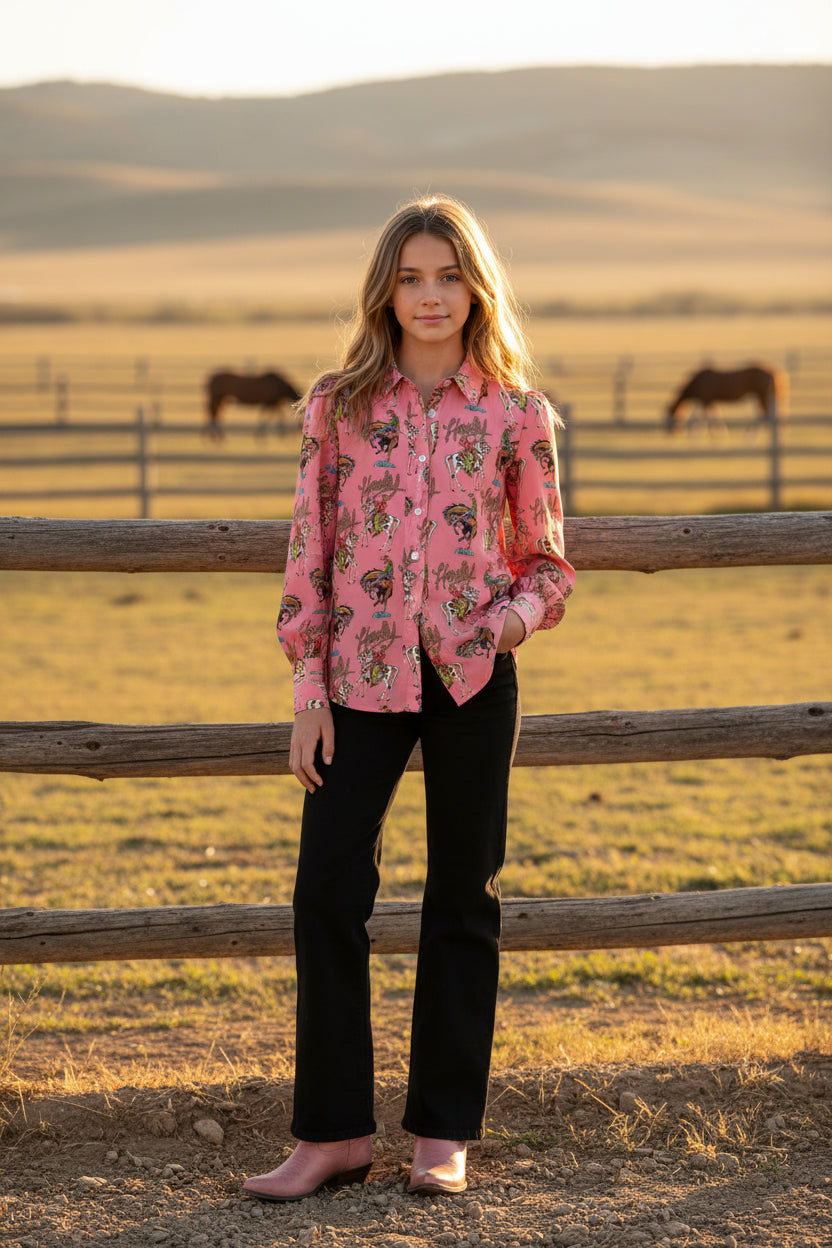 Pink Howdy - Youth Chiffon Blouse