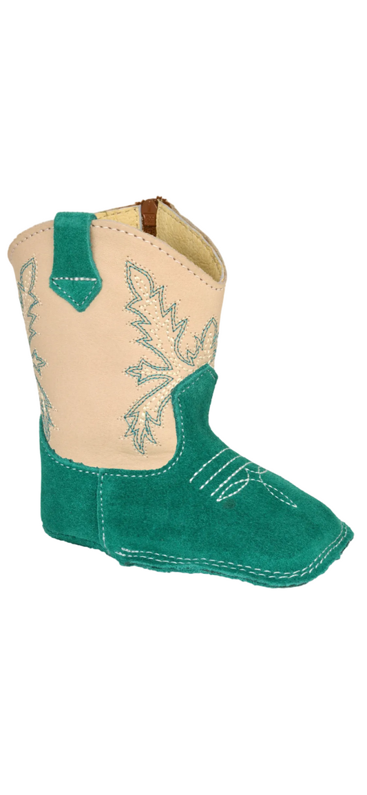 Teal Suede Cream Teal Top Square Toe Boot - Infant