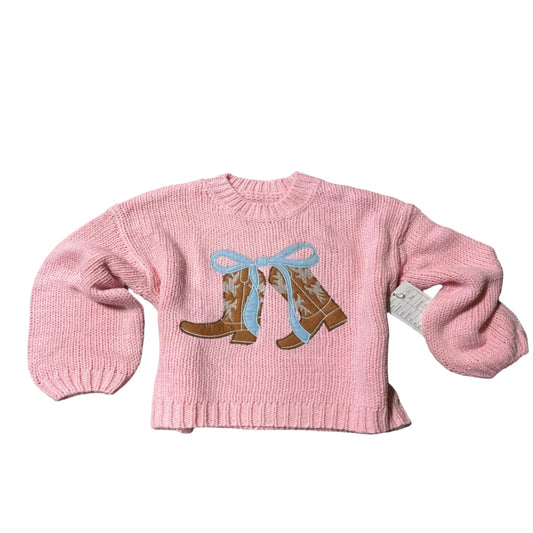Pink Boot Bow - Toddler Sweater