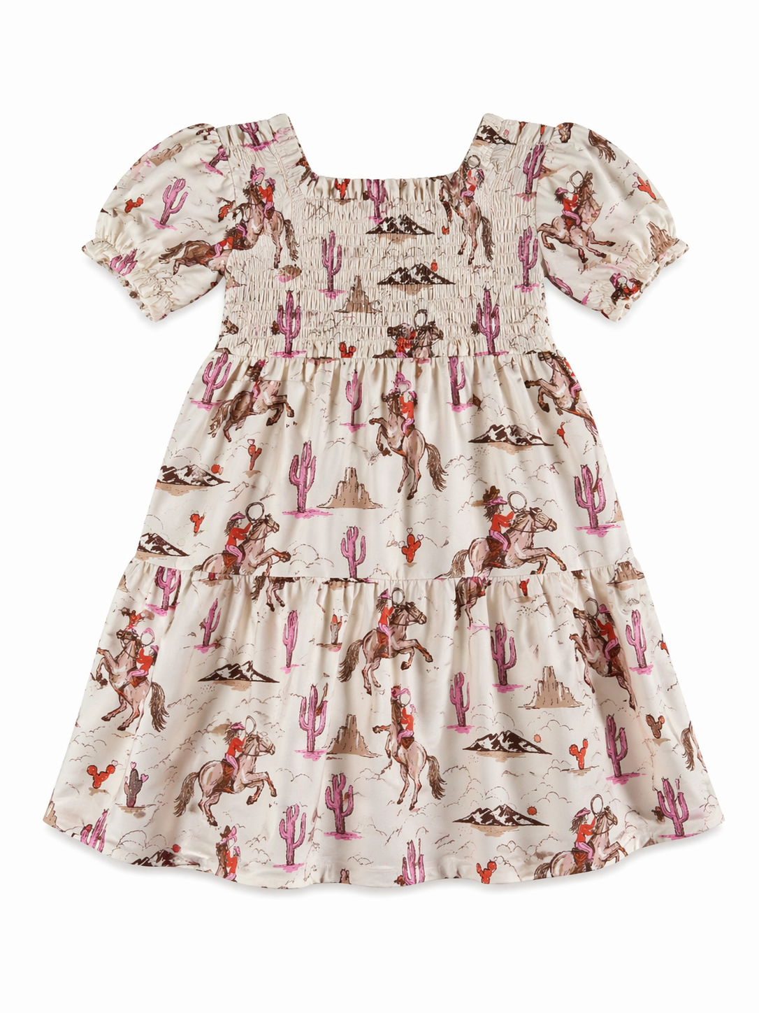 Cowgirl desert and pink cactus short sleeve dress