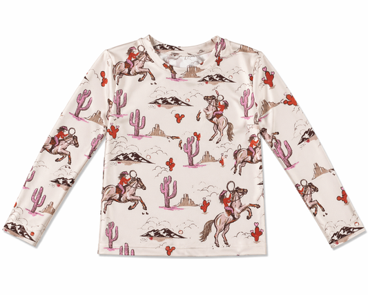 Pink Cactus Cowgirl - Infant Mesh LS Top
