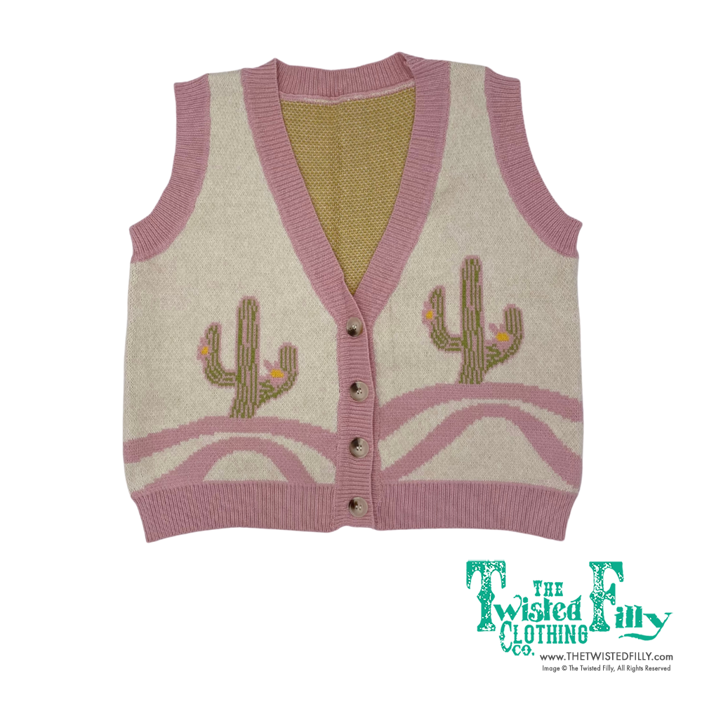 Pink Cactus - Toddler Sweater Vest Cardigan