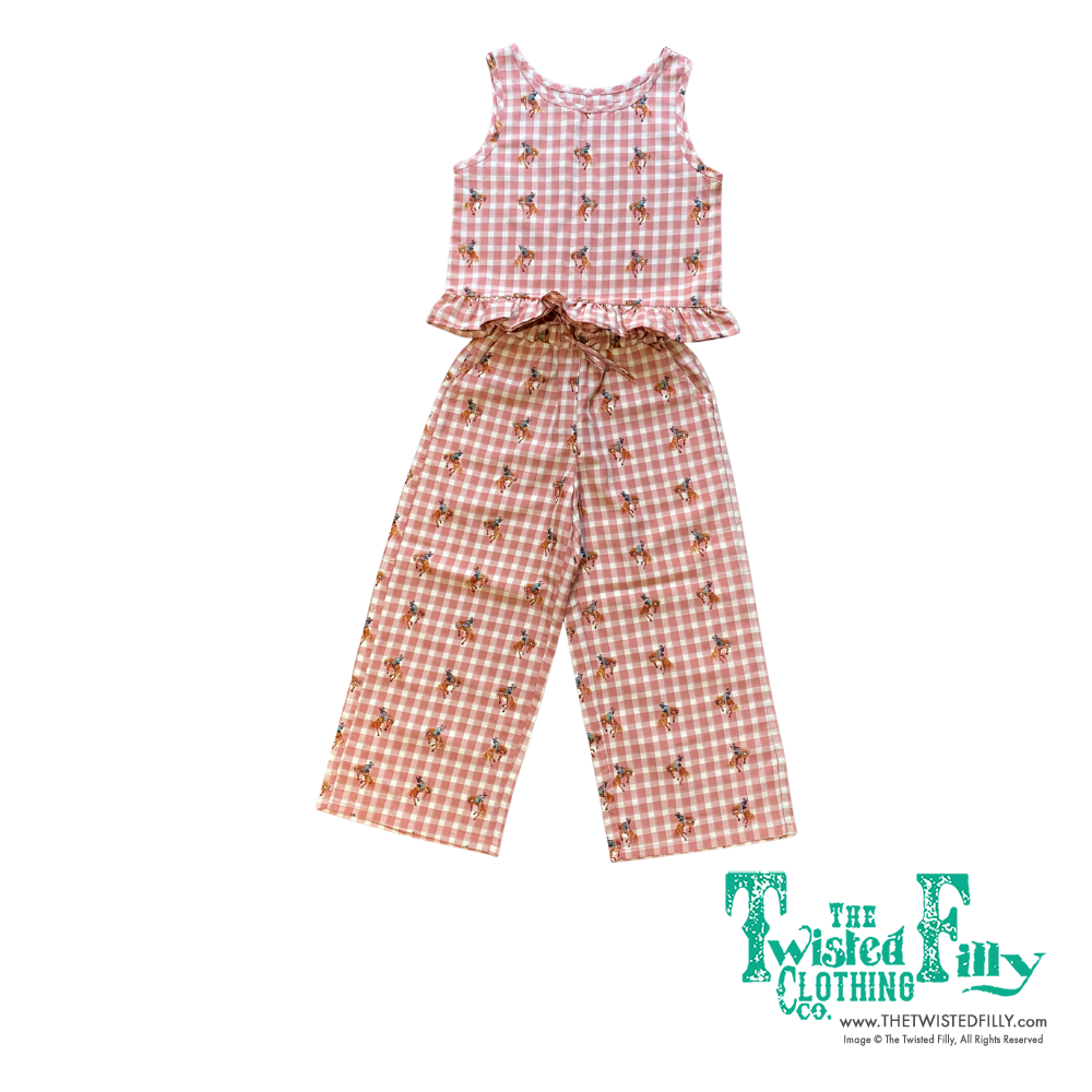 Pink Gingham Cowboy - Youth Pant Set