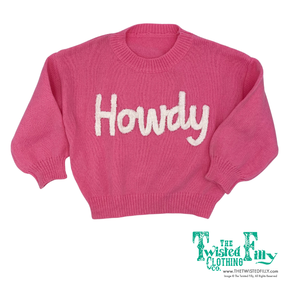 Pink Howdy Upper Case - Youth Sweater